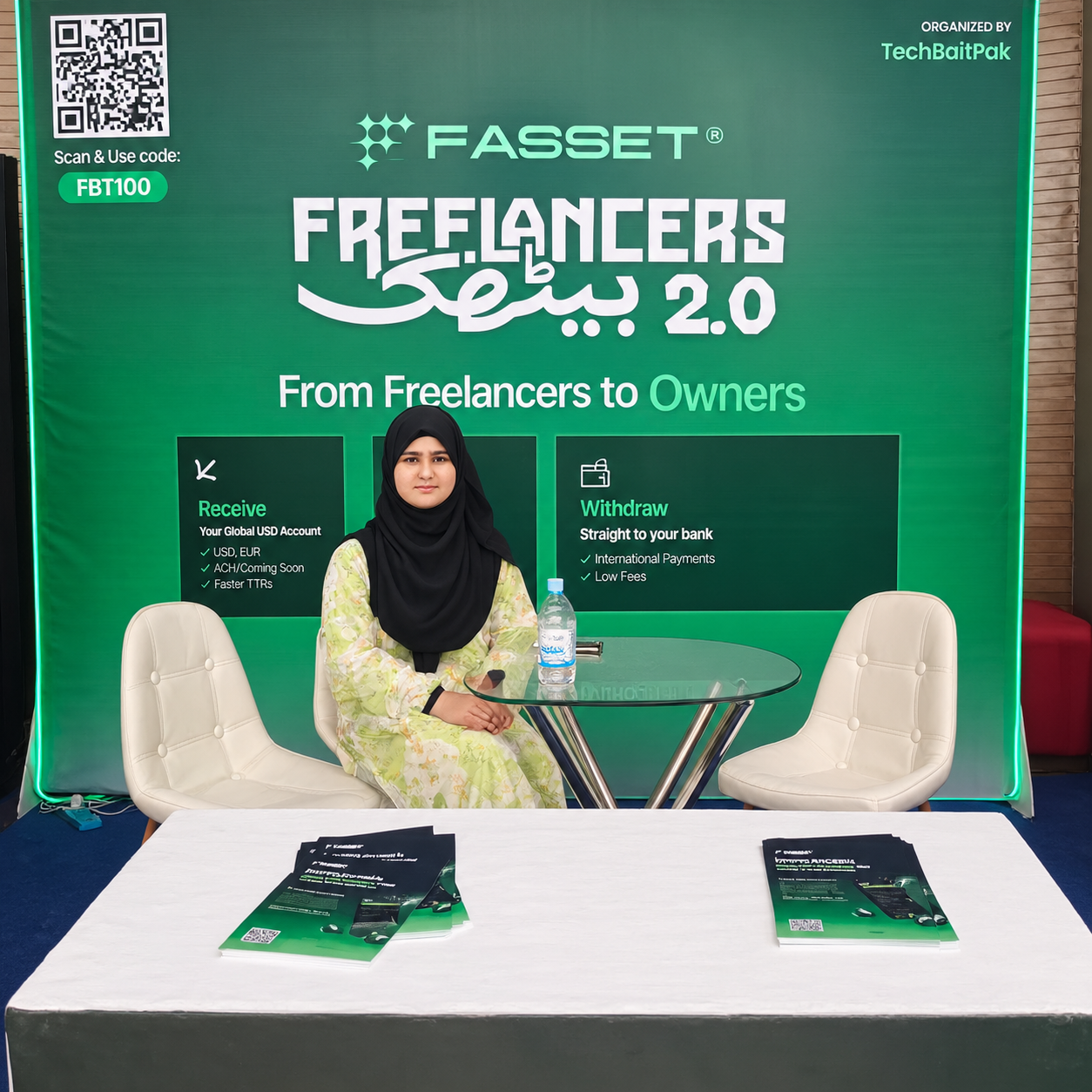 Hoorain Ansari at the Fasset booth during Freelancers Baithak 2.0